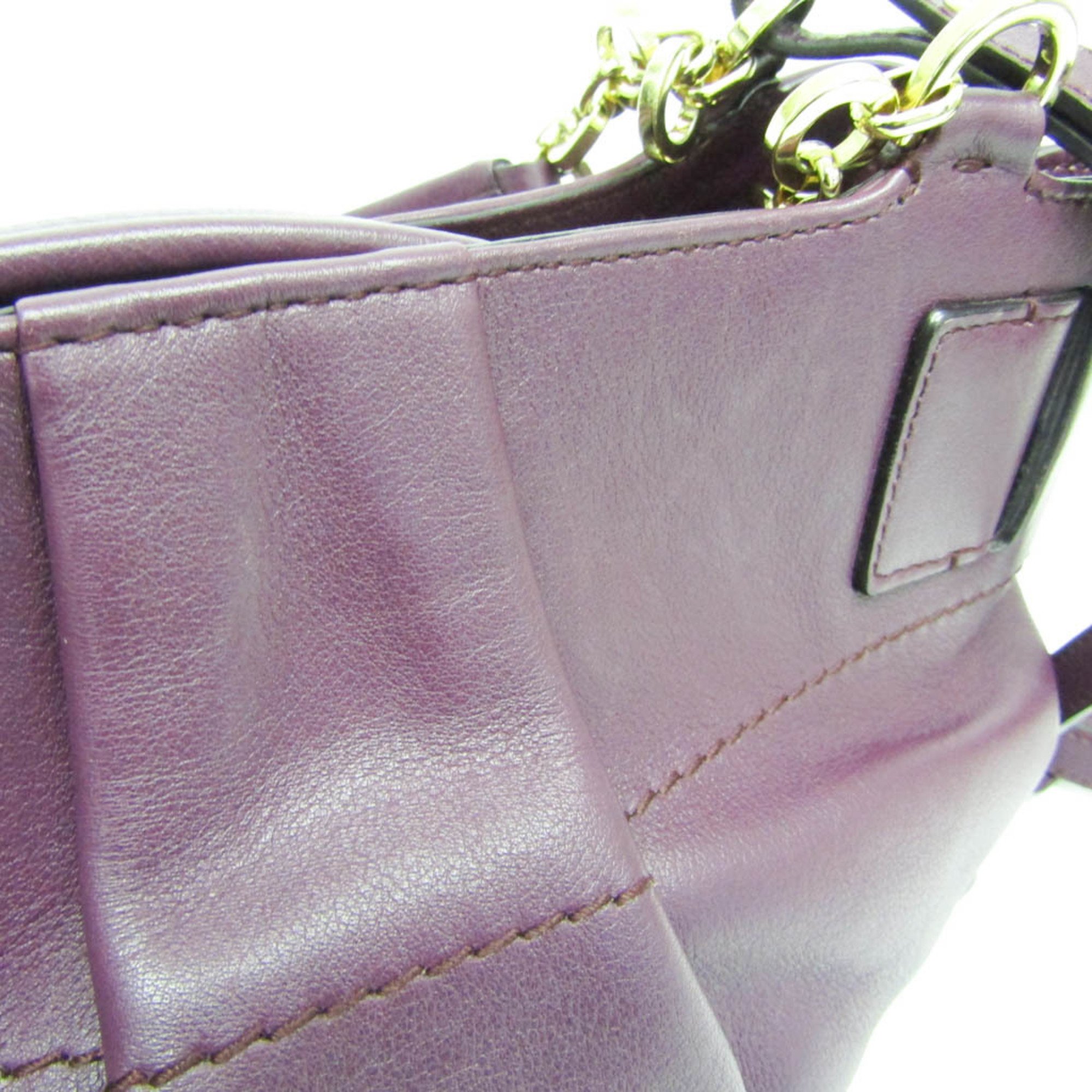 Salvatore Ferragamo Gancini EE-21 D477 Women's Leather Handbag,Shoulder Bag Purple