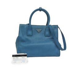 Prada BN2693 Women's Vitello Daino Handbag,Shoulder Bag Blue