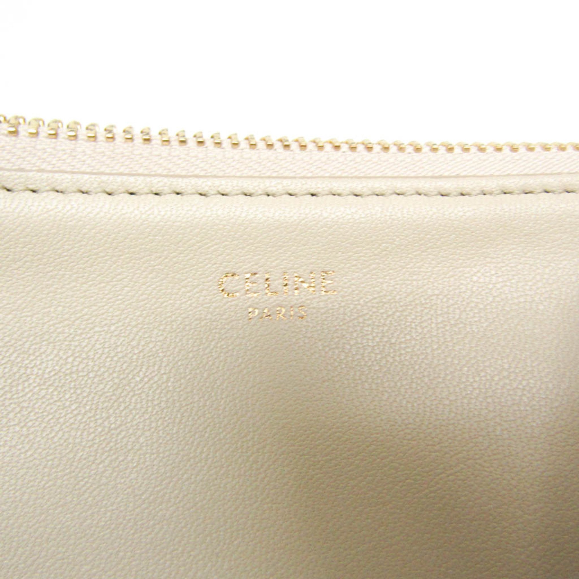 Celine Trio Small 187603 Women's Leather Shoulder Bag Light Beige