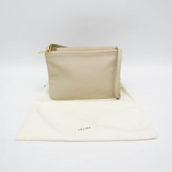 Celine Trio Small 187603 Women's Leather Shoulder Bag Light Beige