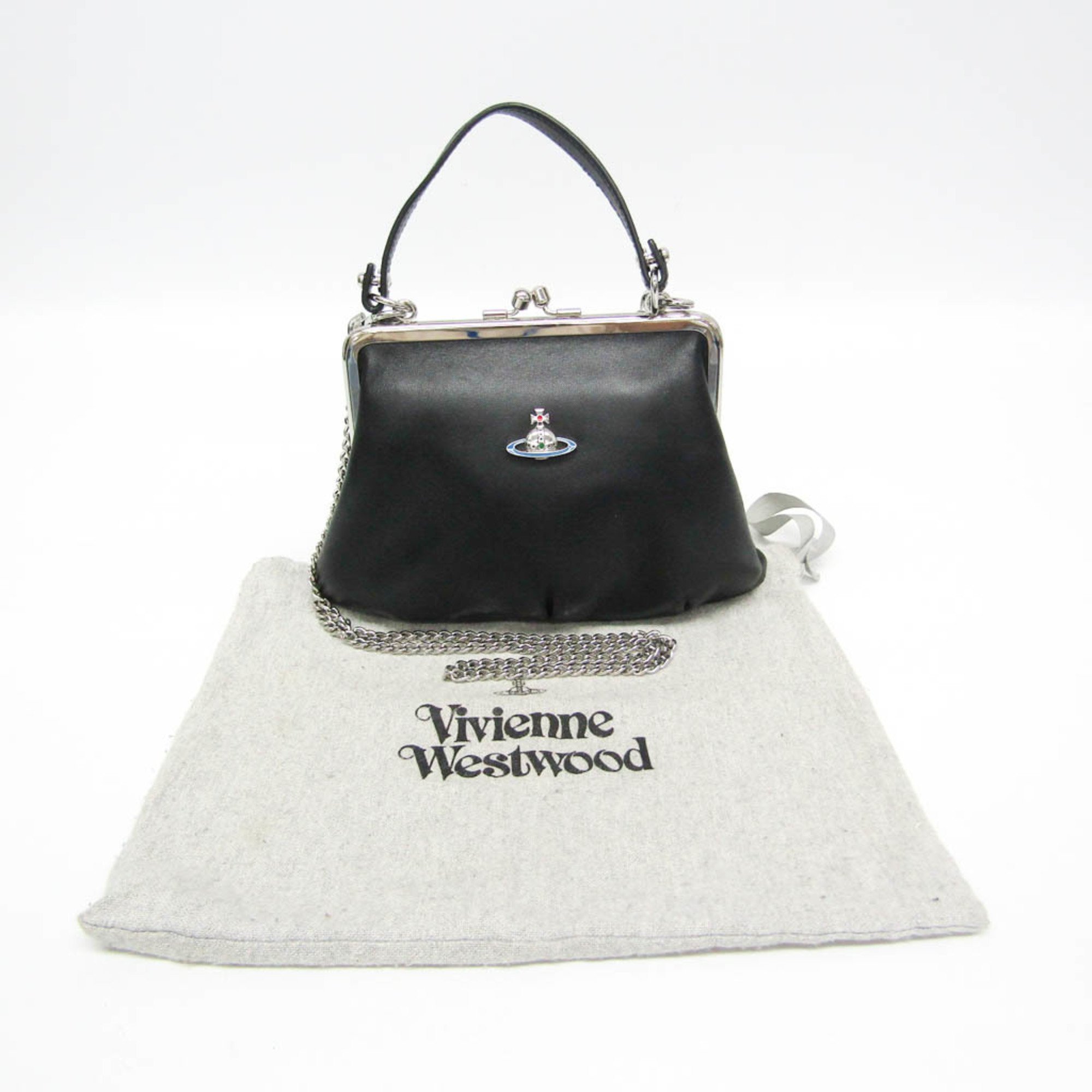 Vivienne Westwood Emma Frame Purse Bag Women's Leather Shoulder Bag Black