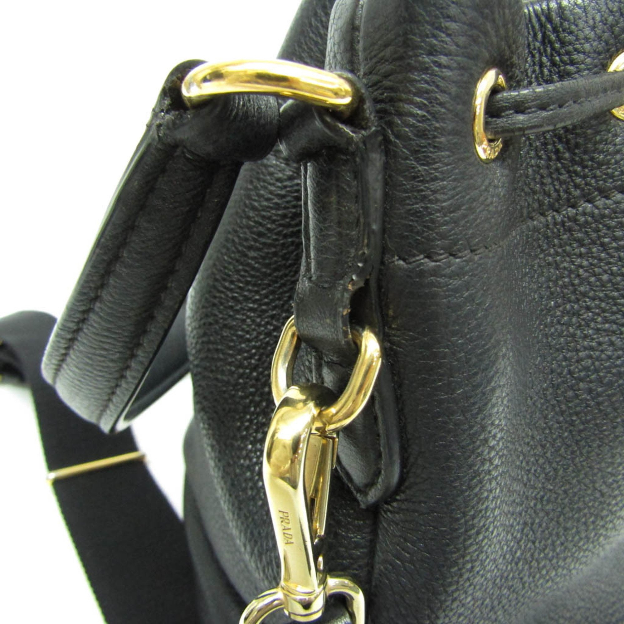 Prada Bucket Bag 1BE018 Women's Vitello Daino Handbag,Shoulder Bag Nero