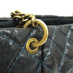 Chanel Matelasse Chain Women's Caviar Leather Tote Bag Black,Navy