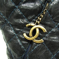 Chanel Matelasse Chain Women's Caviar Leather Tote Bag Black,Navy