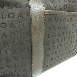 Bvlgari Logomania Women's Canvas,Leather Handbag Dark Brown