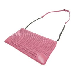 Christian Louboutin Women's Leather Studded Clutch Bag,Shoulder Bag Dusty Pink