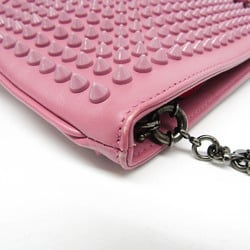 Christian Louboutin Women's Leather Studded Clutch Bag,Shoulder Bag Dusty Pink