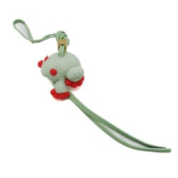 Loewe Cotton,Leather Handbag Charm Light Green,Red Color Frog