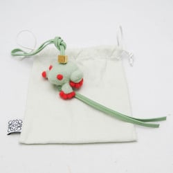 Loewe Cotton,Leather Handbag Charm Light Green,Red Color Frog