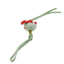 Loewe Cotton,Leather Handbag Charm Light Green,Red Color Frog