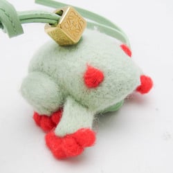 Loewe Cotton,Leather Handbag Charm Light Green,Red Color Frog