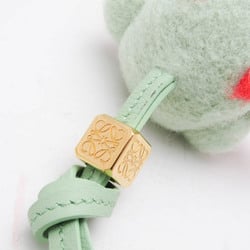 Loewe Cotton,Leather Handbag Charm Light Green,Red Color Frog