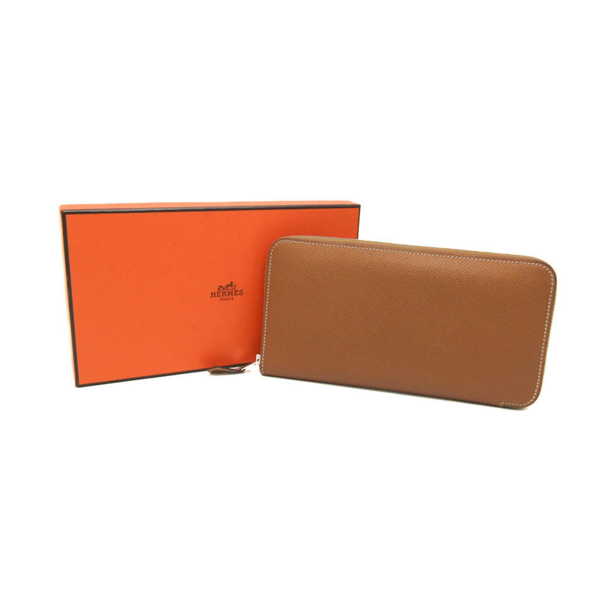 Hermes Asap Long Men,Women Epsom Leather Long Wallet (bi-fold) Brown