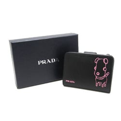 Prada Saffiano Pradamalia Socks 1ML018 2×4 Collaboration Women's Leather Wallet (bi-fold) Black,Pink