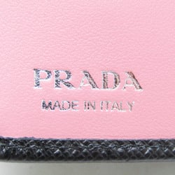 Prada Saffiano Pradamalia Socks 1ML018 2×4 Collaboration Women's Leather Wallet (bi-fold) Black,Pink