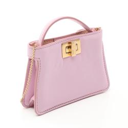 FENDI Nano Peekaboo Handbag Bag Leather Women's Purple 7AR993