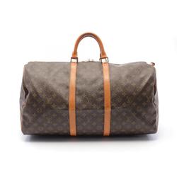 Louis Vuitton Keepall Bandouliere 55 Monogram Boston Bag, Coated Canvas, Leather, Men's, Women's, Brown, M41414