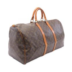 Louis Vuitton Keepall Bandouliere 55 Monogram Boston Bag, Coated Canvas, Leather, Men's, Women's, Brown, M41414