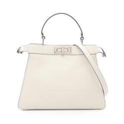 FENDI Peekaboo I See You Medium Handbag Bag Leather Women's White 8BN321