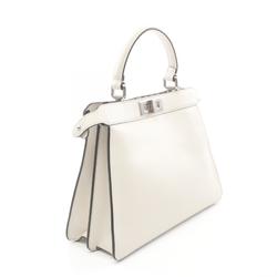 FENDI Peekaboo I See You Medium Handbag Bag Leather Women's White 8BN321