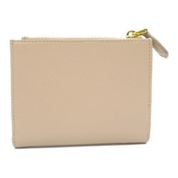 PRADA Bi-fold wallet, Saffiano leather, women's, beige, 1ML050