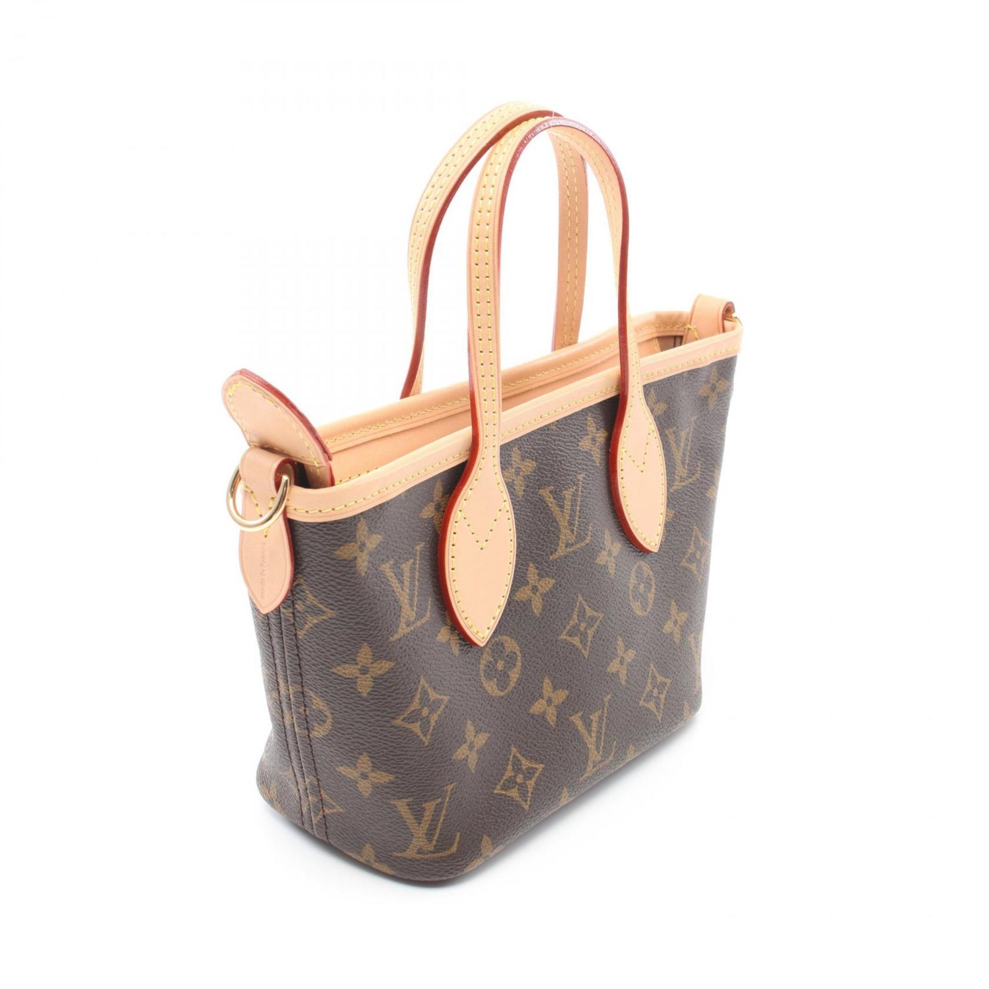 Louis Vuitton Neverfull BB Monogram Beige Handbag Bag Coated Canvas Leather Women's Brown M46705