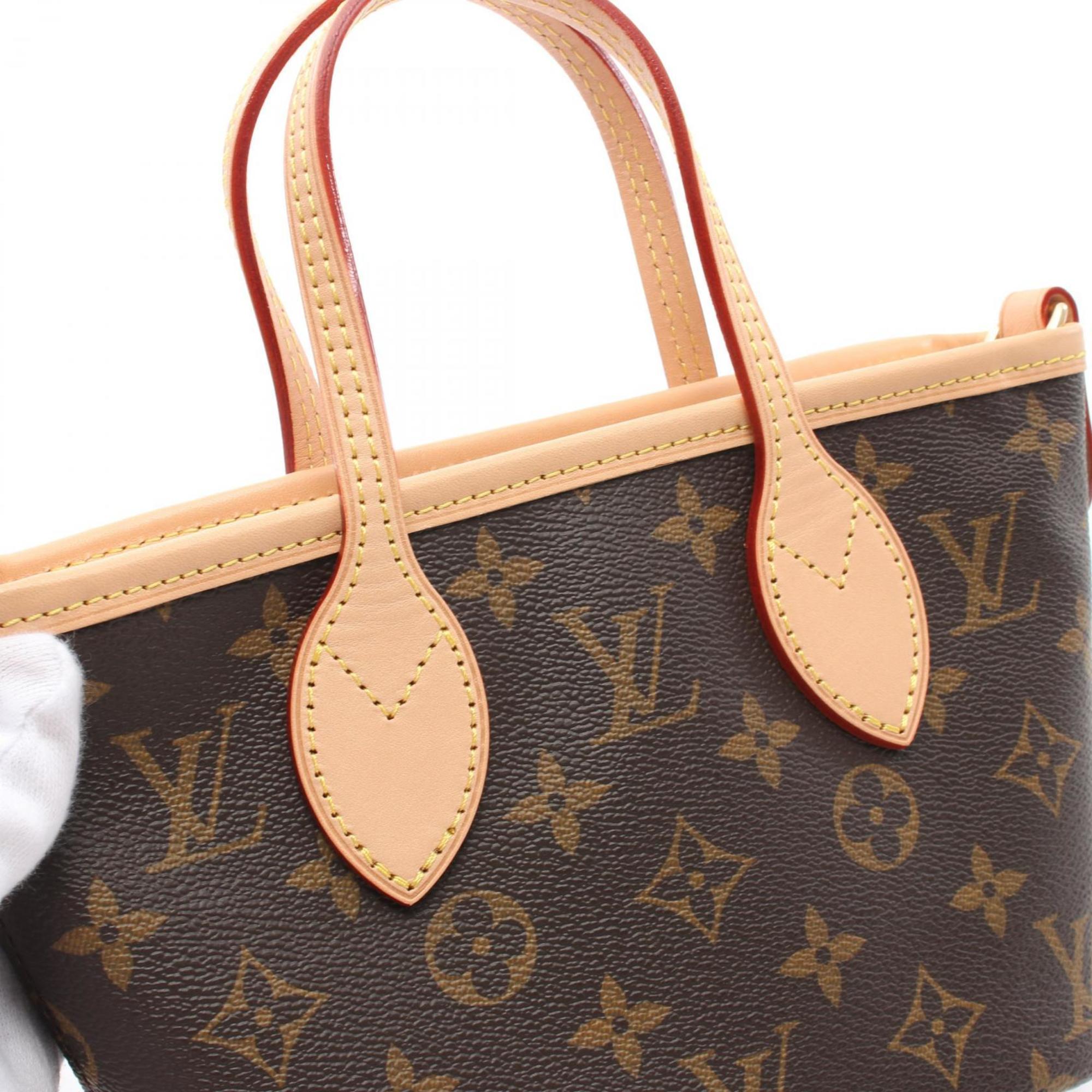 Louis Vuitton Neverfull BB Monogram Beige Handbag Bag Coated Canvas Leather Women's Brown M46705