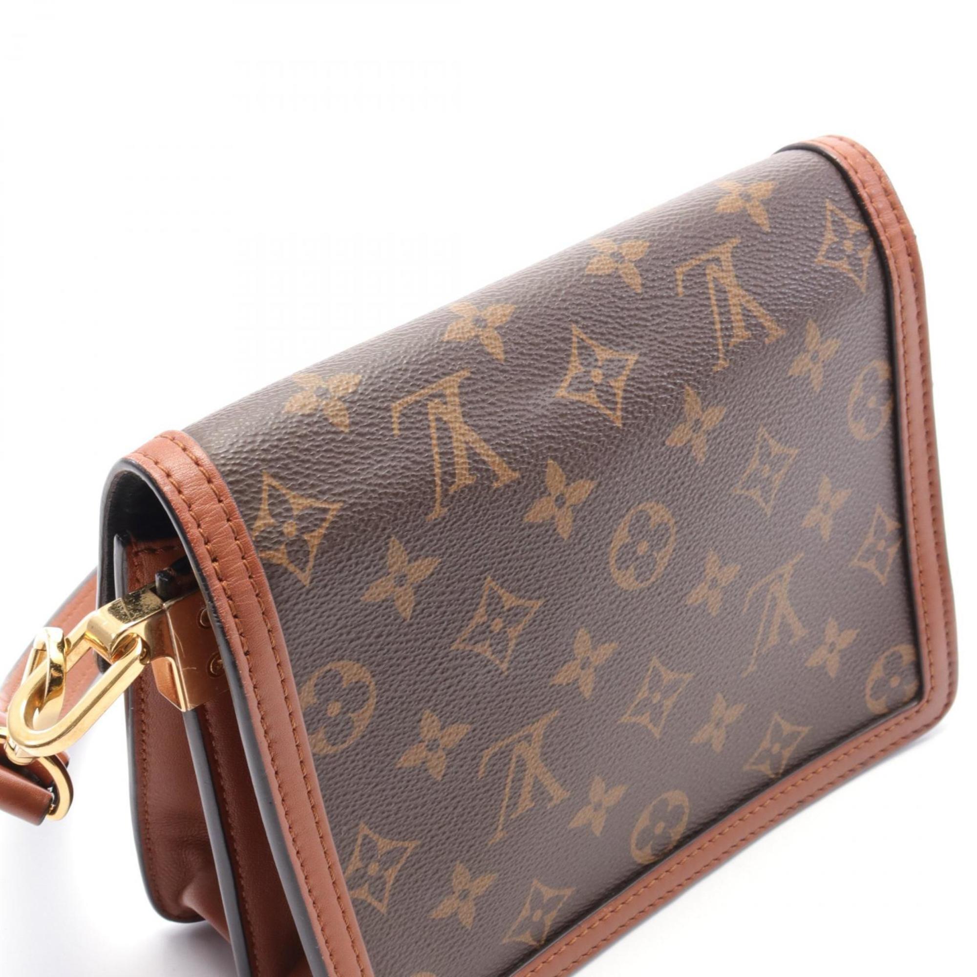 Louis Vuitton Dauphine MINI Shoulder Bag, Coated Canvas, Leather, Monogram, Women's, Brown, Beige, M45959