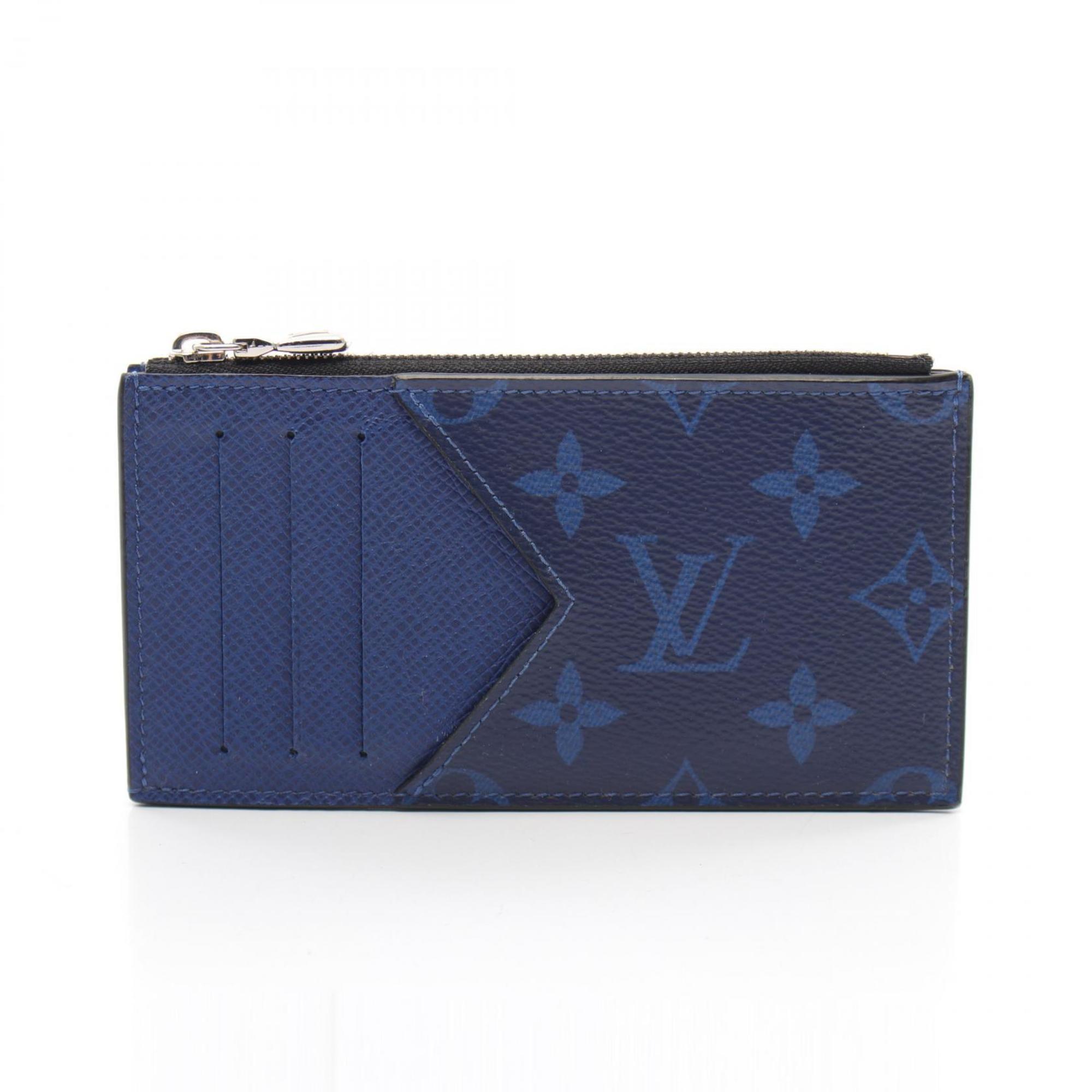 LOUIS VUITTON Coin Card Holder Wallet/Coin Case Wallet Coated Canvas Leather Taigarama Men's Navy M30270