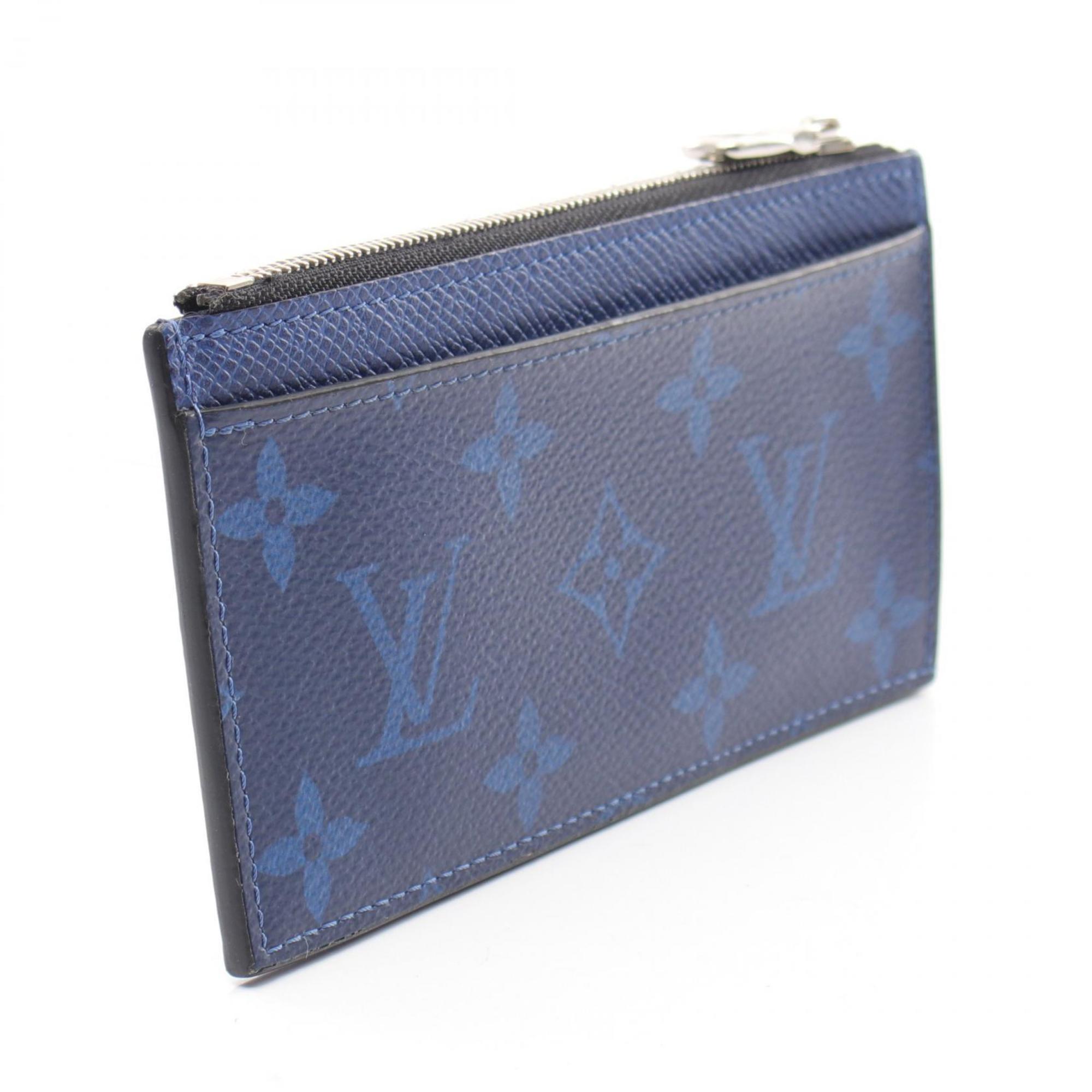 LOUIS VUITTON Coin Card Holder Wallet/Coin Case Wallet Coated Canvas Leather Taigarama Men's Navy M30270