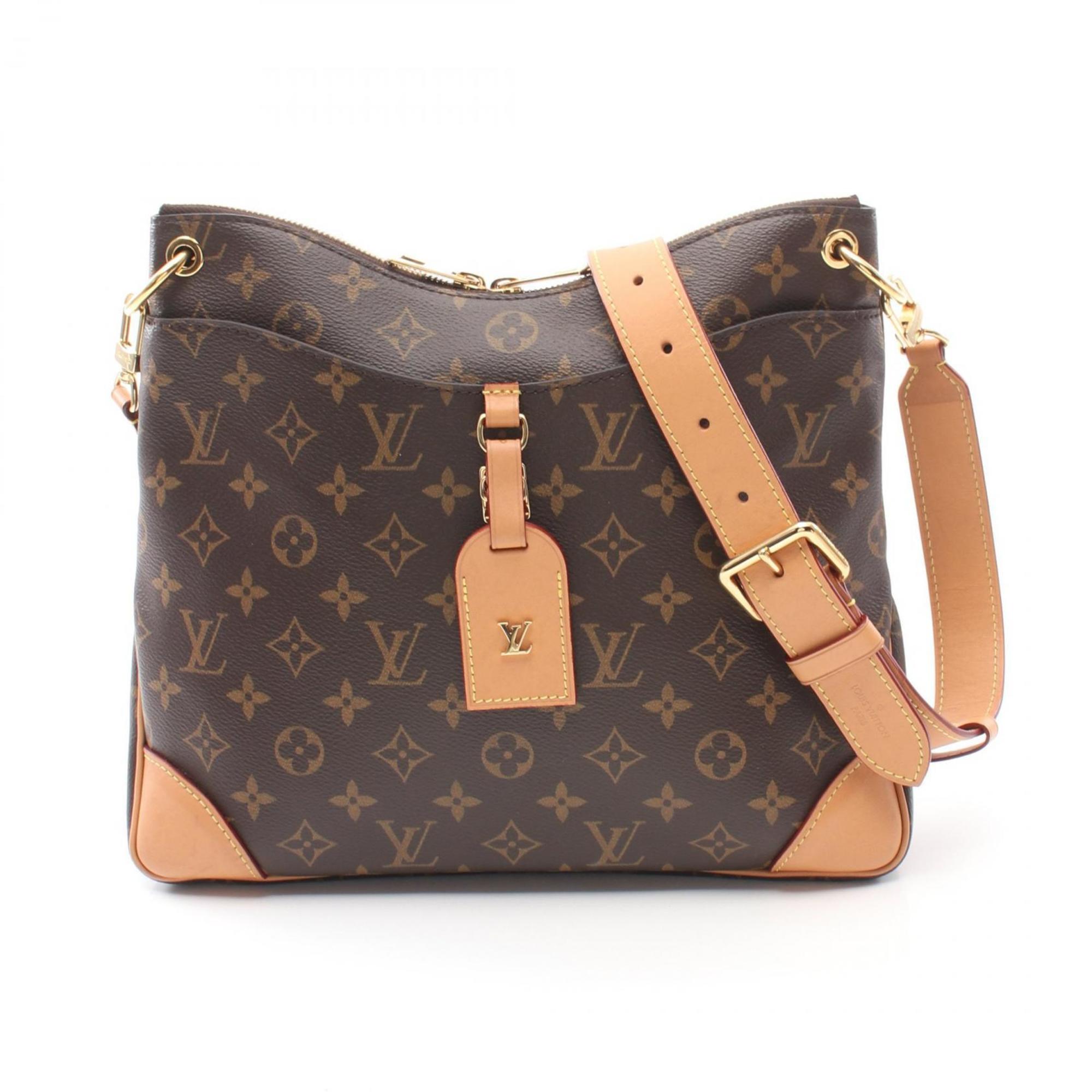 Louis Vuitton Odeon NM MM Monogram Shoulder Bag Coated Canvas Leather Women's Brown M45355