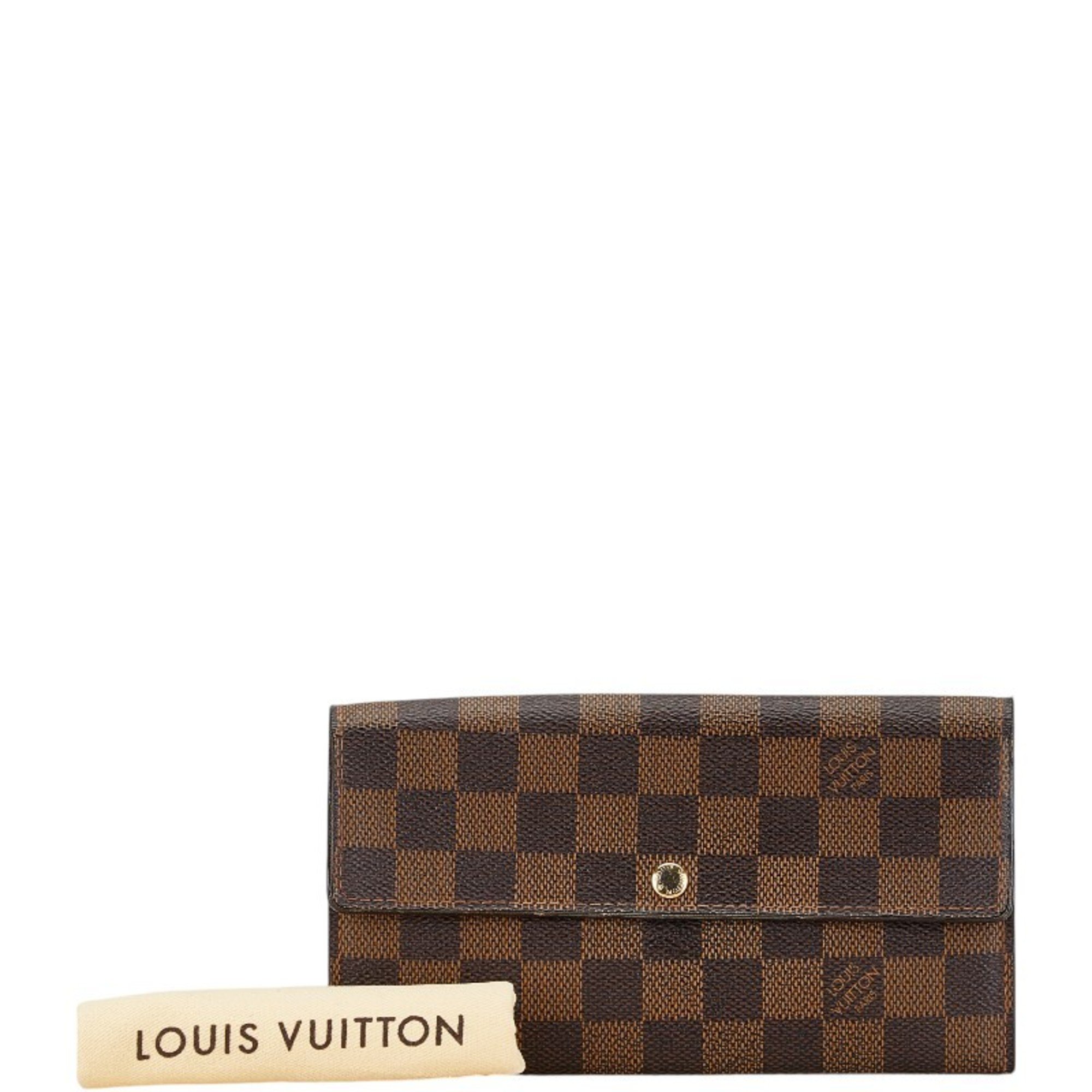 Louis Vuitton Damier Portefeuille Sarah Long Wallet N61734 Brown PVC Leather Women's LOUIS VUITTON