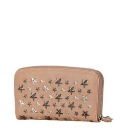 Jimmy Choo Star Studs Round Long Wallet Beige Leather Women's JIMMY CHOO