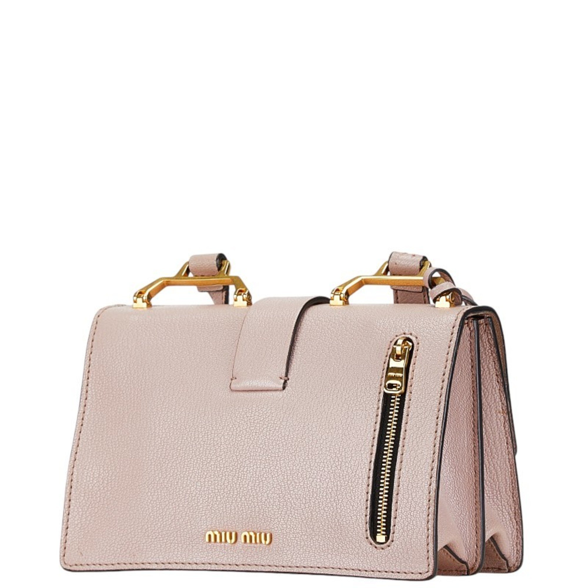 Miu Miu Miu Madras Shoulder Bag Pink Leather Women's MIUMIU