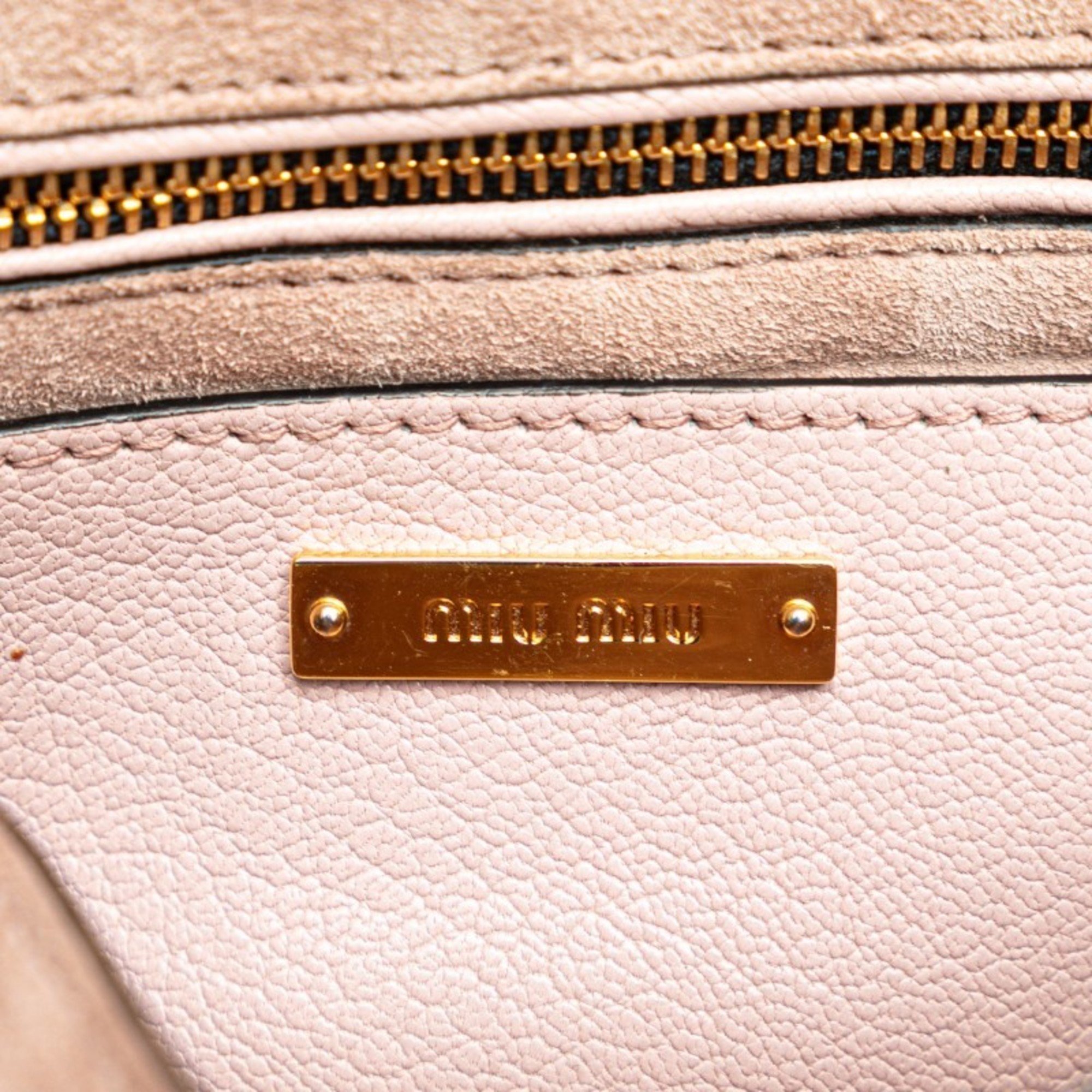 Miu Miu Miu Madras Shoulder Bag Pink Leather Women's MIUMIU