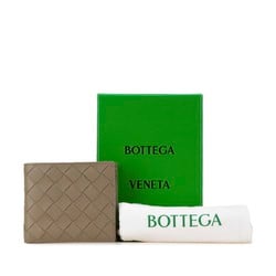 Bottega Veneta Maxi Intrecciato Bi-fold Wallet Beige Leather Women's BOTTEGAVENETA