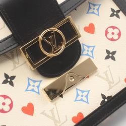 Louis Vuitton Dauphine MM Monogram Shoulder Bag Coated Canvas Leather Women's White Black M57463