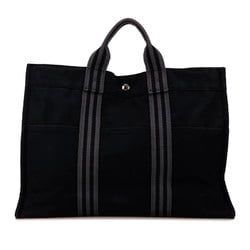 Hermes Foult MM Handbag Black Canvas Women's HERMES