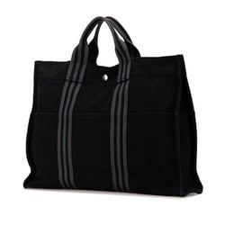 Hermes Foult MM Handbag Black Canvas Women's HERMES