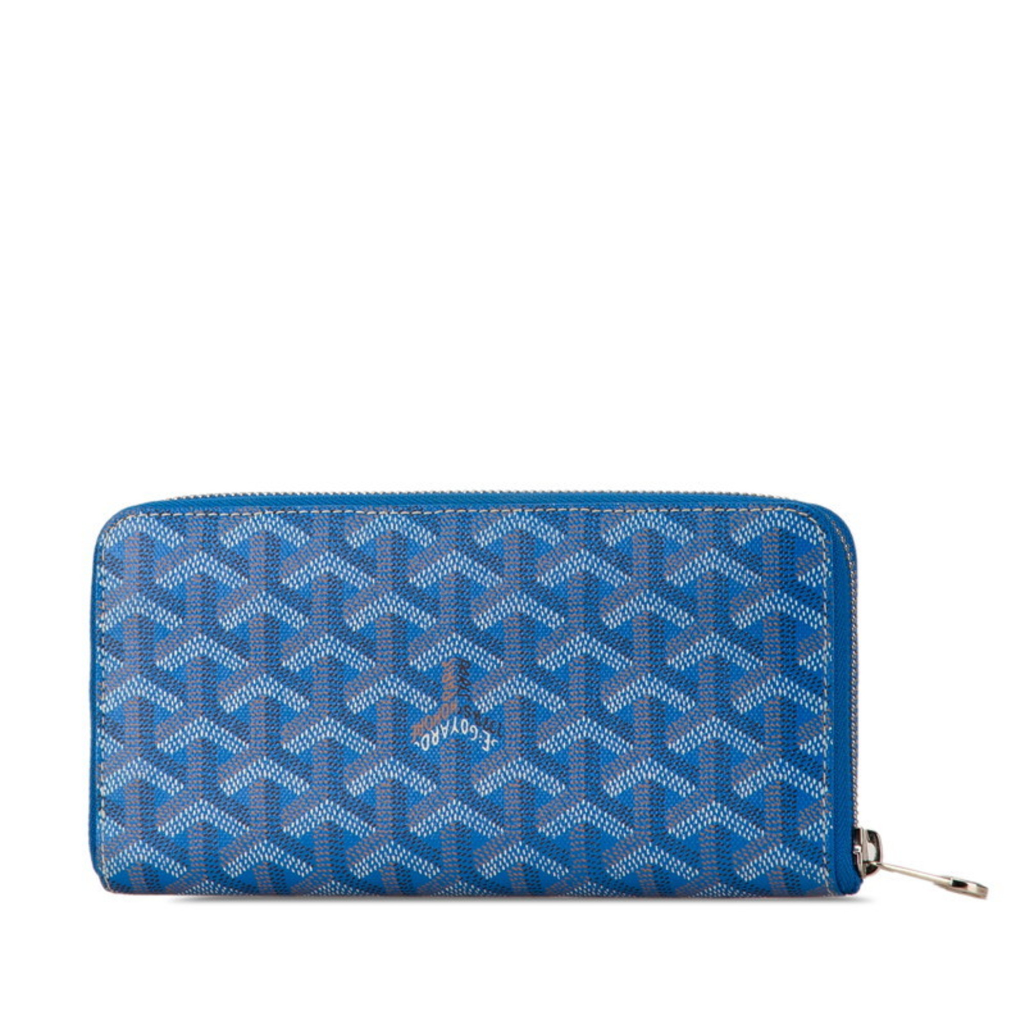 Goyard Matignon GM Round Long Wallet Blue PVC Leather Women's GOYARD