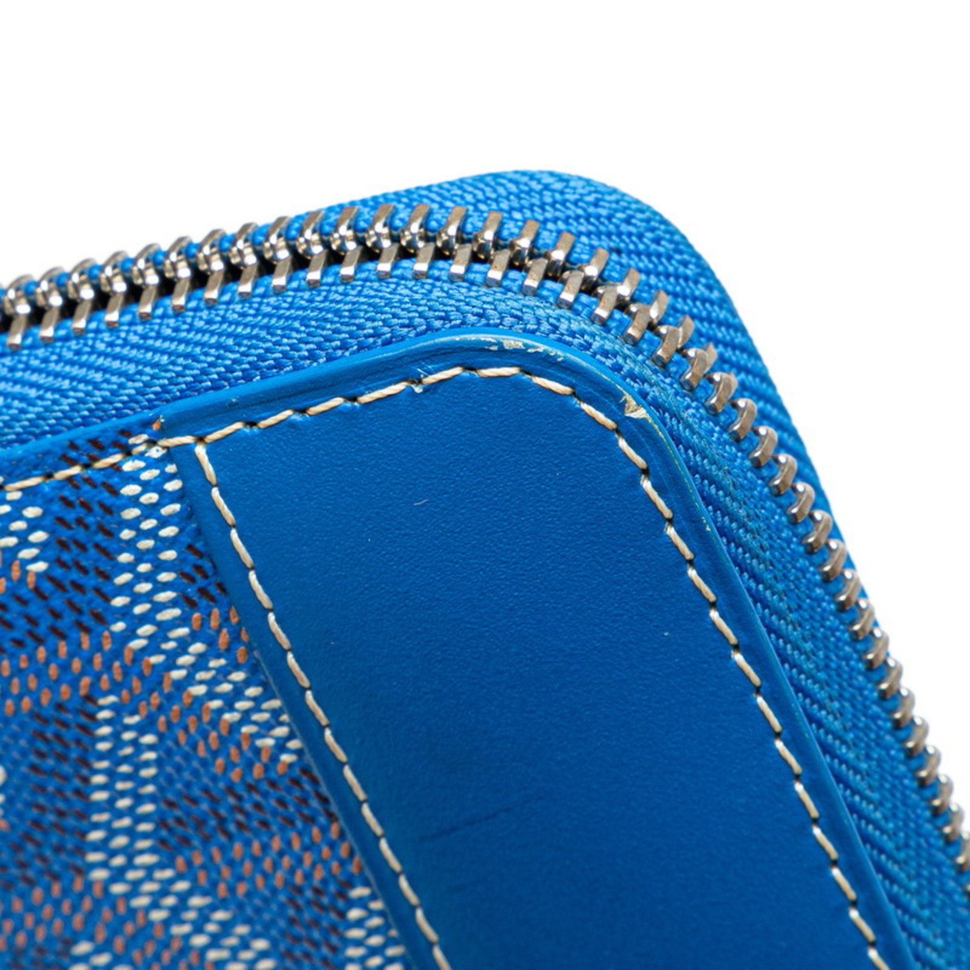 Goyard Matignon GM Round Long Wallet Blue PVC Leather Women's GOYARD