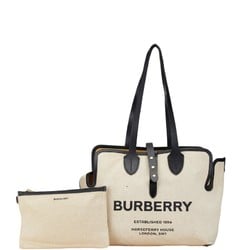 Burberry Tote Bag Beige Canvas Leather Women's BURBERRY