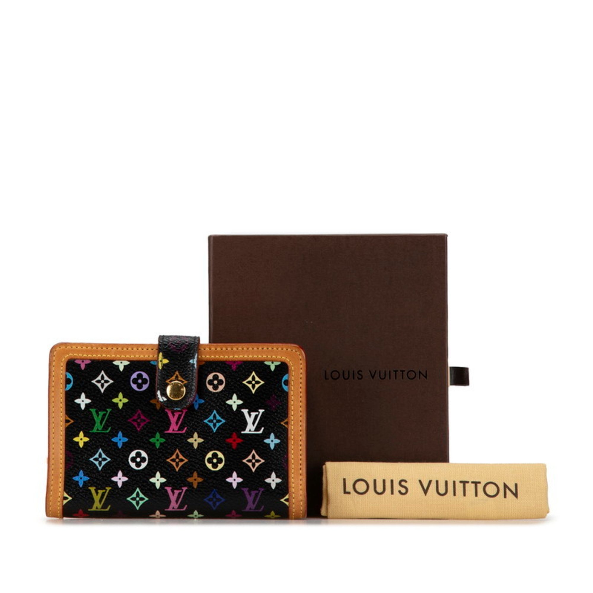 Louis Vuitton Monogram Multicolor Portefeuille Viennese Bi-fold Wallet M92988 Black PVC Leather Women's LOUIS VUITTON