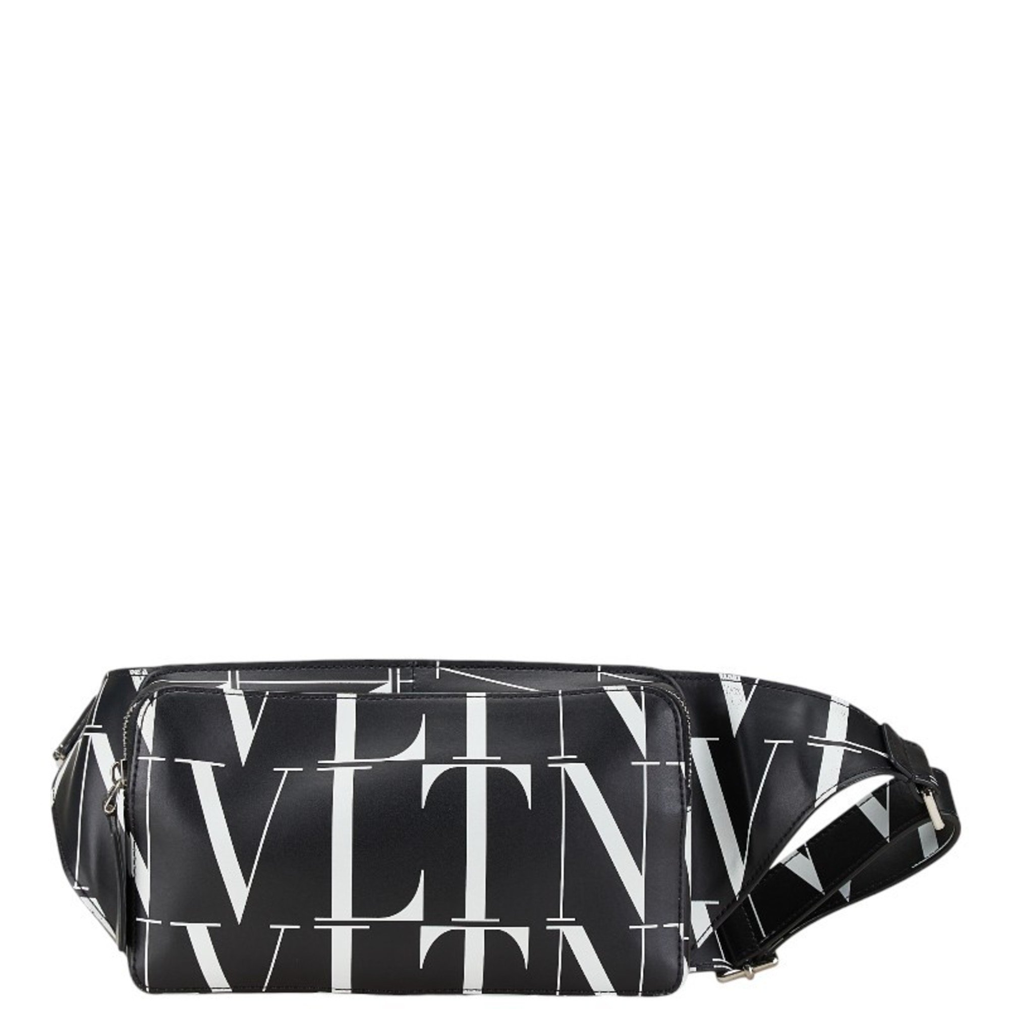 Valentino Body Bag Waist Shoulder Black Leather Women's