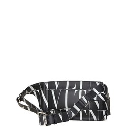 Valentino Body Bag Waist Shoulder Black Leather Women's