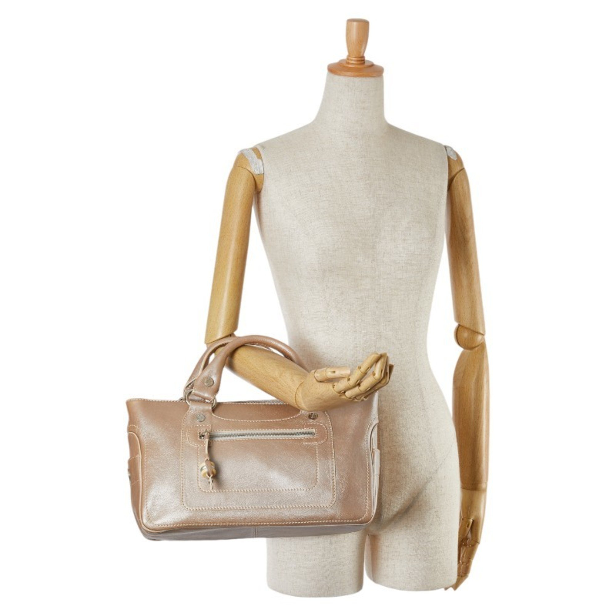 Celine Boogie Bag Handbag Beige Champagne Leather Women's CELINE