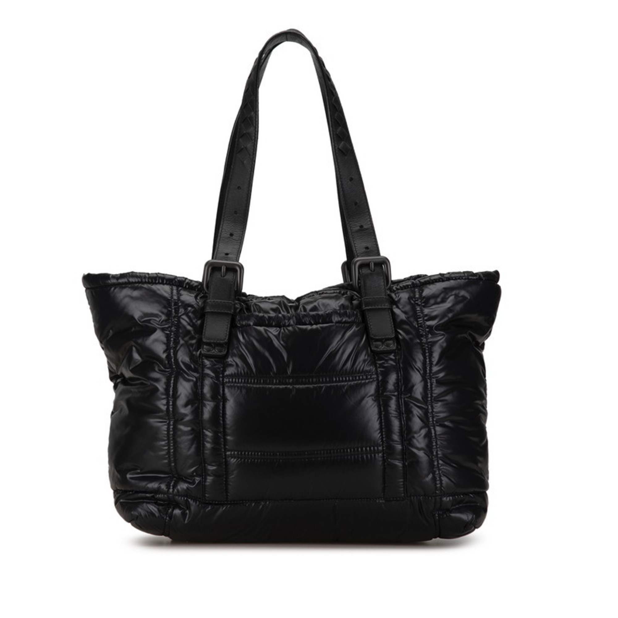 Bottega Veneta Intrecciato Spinnaker Handbag Tote Bag Black Nylon Leather Women's BOTTEGAVENETA