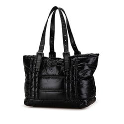 Bottega Veneta Intrecciato Spinnaker Handbag Tote Bag Black Nylon Leather Women's BOTTEGAVENETA