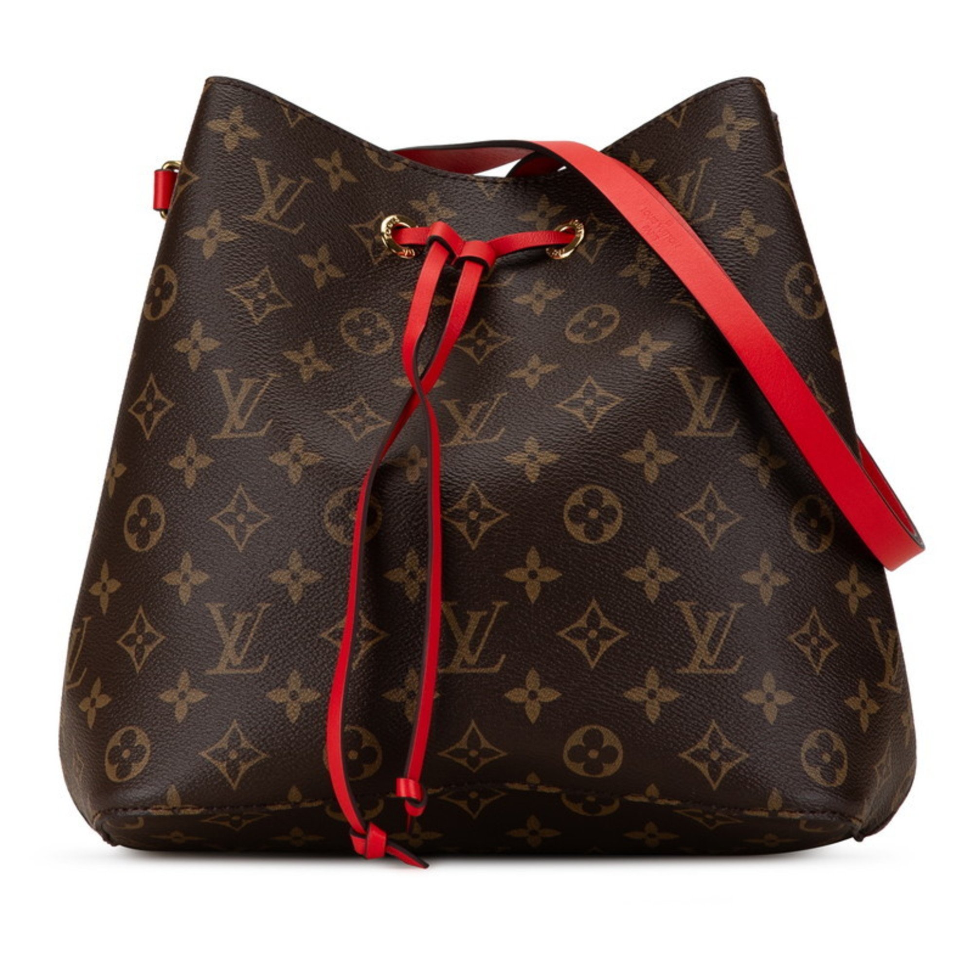 Louis Vuitton Monogram NeoNoe Shoulder Bag M44021 Coquelicot Red Brown PVC Leather Women's LOUIS VUITTON