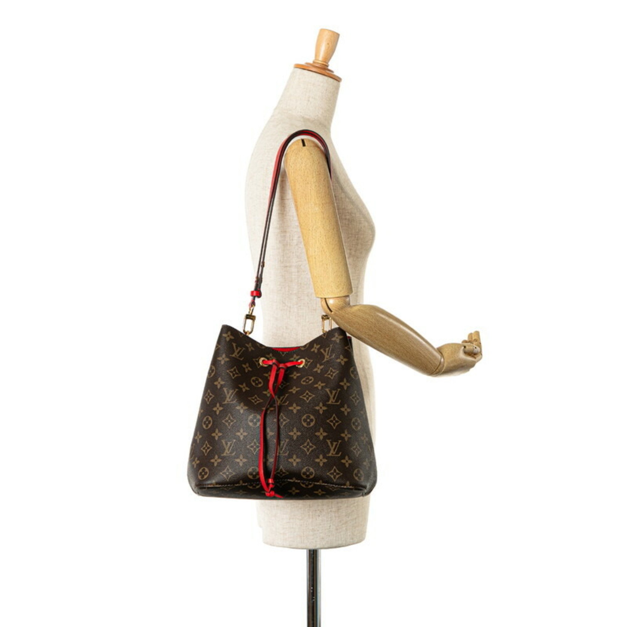 Louis Vuitton Monogram NeoNoe Shoulder Bag M44021 Coquelicot Red Brown PVC Leather Women's LOUIS VUITTON